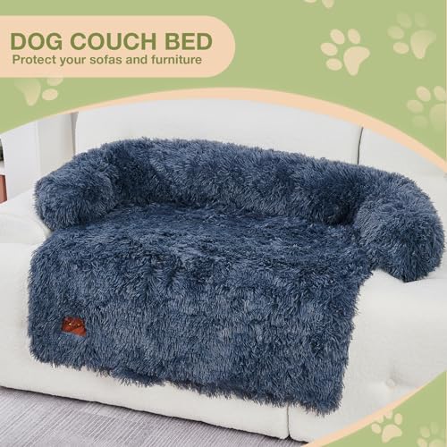 PETART Hundebettmatte für Couch - rutschfest, maschinenwaschbar - Bequeme Haustierunterlage für große Hunde und Katzen - Indoor-Sofakissen mit abnehmbarem Bezu (Dunkelgrau, L-110x105x17cm)