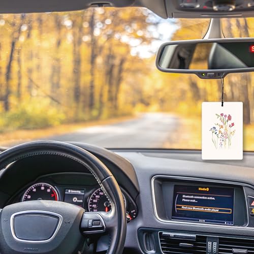 Image of Flower Lavender Car Air Freshener, Watercolor Wildflower Floral Hanging Air Freshener 3 Pcs for Cars Closet Drawer Books, Cute Girly Flower Car Accessories Mirror Decor for Women