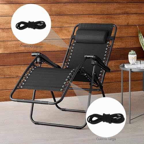 Miniatura 5 de Kit De 4 Cuerdas Elásticas De Repuesto Universales Para Sillas Reclinables, Tumbonas, Sillas Plegables Y Sillones De Gravedad Cero - Fácil Instalación, Material Duradero , 2 Largas Y 2 Co 4 Pièces