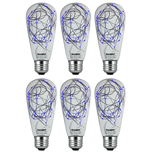 Sunlite 41063 ST64 Edison Bulb, LED Fairy-Lights Inside, 1.5 Watts, Medium (E26) Base, Non Dimmable, Party Decoration, Holiday Lighting, String Light, Blue, 6 Count by Sunlite - Used condition - US$20.70