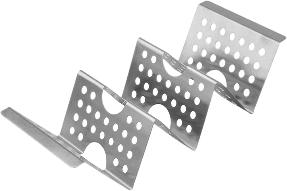 Plateau Support à Tacos En Acier Inoxydable - Rack Multi-Fentes Durable, Chauffant, Pour 3-4 Tacos, Fêtes, Nachos, Hot-Dogs