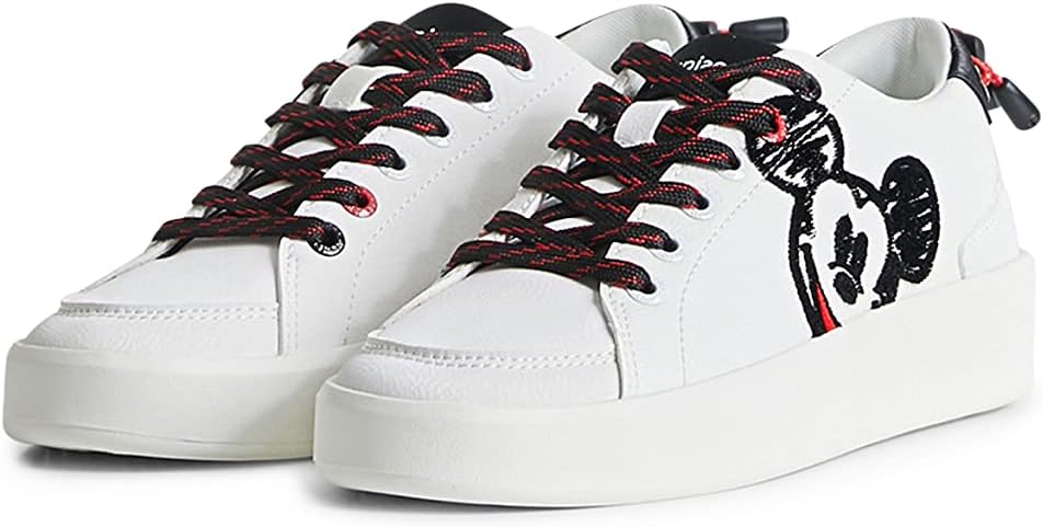 Desigual Women's Shoes 4 Woman PU Sneakers Low, White, 7