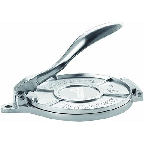 Heavy Duty Cast Aluminum 8 Inch Tortilla Press by EuroHome – Traditional Tortillera Pataconera for Homemade Tacos, Crepes, Pancakes, Tostones, Empanadas, Naan, Pita, Roti and Flatbread Pizza Dough Cover