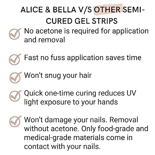 Alice & Bella Semi Cured Gel Nail Strips Set - Pure Strength Clear - Nail Strengthening Gel Long Lasting Transparent Crystal Clear Gel For Sheer Polished Nude Natural Look Waterproof Uv Stickers Wraps thumb #7