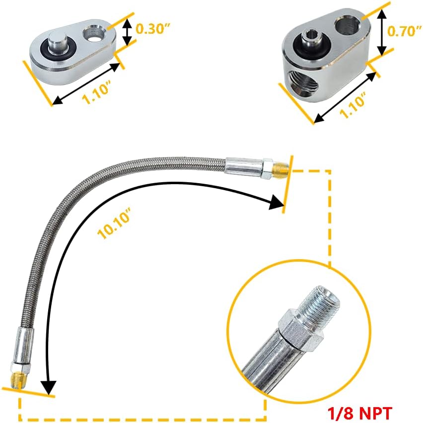 LS Throttle Body Bypass Hose Kit LS Coolant Steam Port Crossover Hose Steel Braided Tube Kits with Tape | Fit for GM LS Series Engines LSX, LS1, LM7, LR4, LQ4, LS6, L59, LQ9, LM4