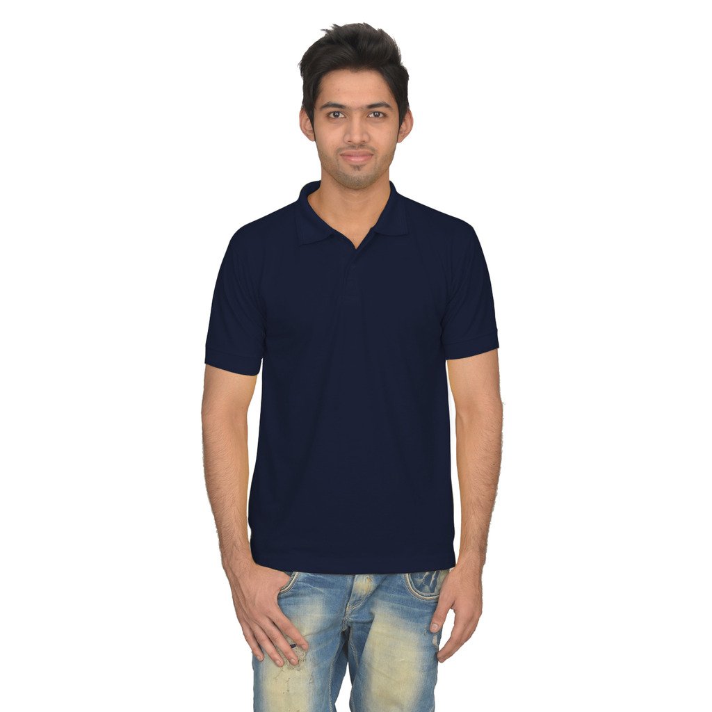 Branded Men's Navy Blue Cotton Polo T-Shirt