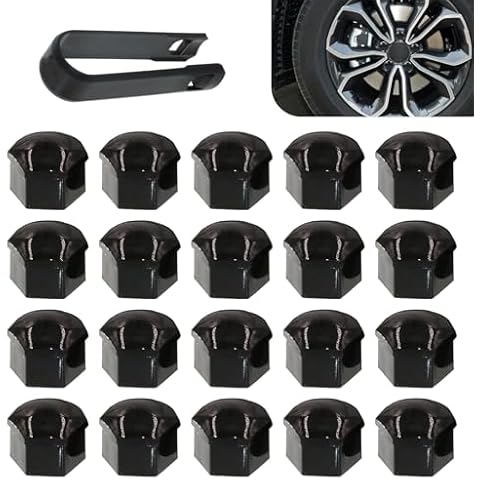 getfay Pack-21 Car Tire Screw Cap, 0.82"/21mm Waterproof Dustproof Bolt Protection Cover with Disassembly Tool, Wheel Lug Nut Covers Decoration Shell, Universal for Most Cars Accessories (Black) Cover