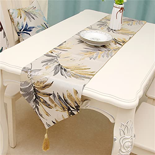 LIZHIOO Runner de Table Moderne, Nord Nous Feuilles de Style Européen Peinture Painting Home Decor en Gros Broder Table de Table pour Le Dîner de Mariage (Color : Gold, Size : 180X32cm) Cover