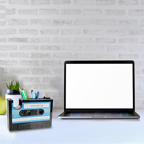 Miniatura 6 de Lindo dispensador de cinta de casete, almacenamiento de soporte para bolígrafo de casete retro, dispensador creativo de cinta de lápices, divertido