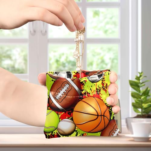 Sports Balls Coin Purse Leather Pouch Change Purse, Squeeze Coin Pouch for Cards, Keys & Lipsticks, Unisex4