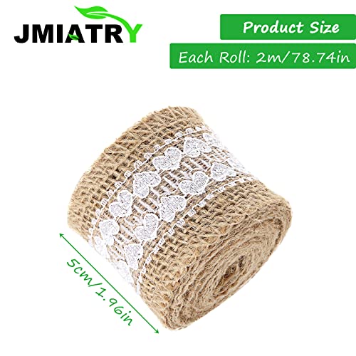 JMIATRY Burlap Jute Ribbon with White Lace, 24 Metres Natural Hessian Ribbon Roll with Lace Trim for Wedding Christmas - Image 2