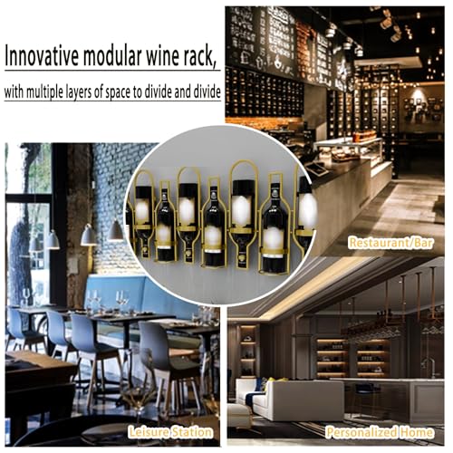 Support de rangement simple pour bouteilles de vin en fer forgé noir - 8
