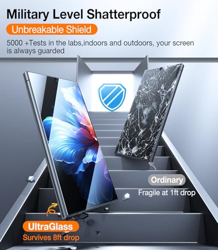 UltraGlass Unbreak Top 9H+ Glass for Samsung Galaxy S24 Ultra Privacy Screen Protector [Military Grade Shatterproof & Longest Durable] Privacy Screen Protector S24 Ultra, 2 Packs [Black] - Thumbnail 5