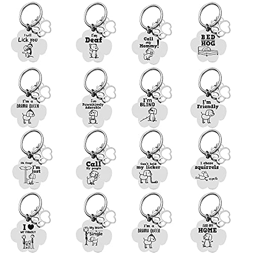 Image of Jypr Customized Product's Pet Id Tag Personalize Black Engraved Name Collar Tag For Your Loving Pet Dog,Cat,Puppy,Horse (Paw Shape Funny Cartoon 2 Mm Thick Tag With Little Paw Charm), 1 Label