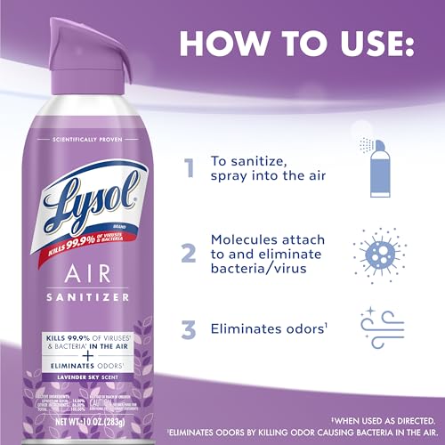 Image of Lysol Air Sanitizer with Bacterial Odor Eliminator for Home & Office, Air Freshener Alternative, Simple Fresh Scent, 10 oz (Pack of 3)