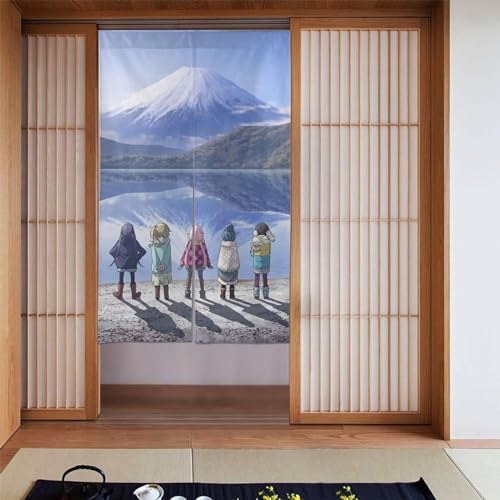 ゆるキャン△ のれん暖簾 四季兼用 簡単取り付け 玄関目隠し 寝室 浴室用 湯 リビング階段 お部屋の間仕切りドアカーテン 86*143cm