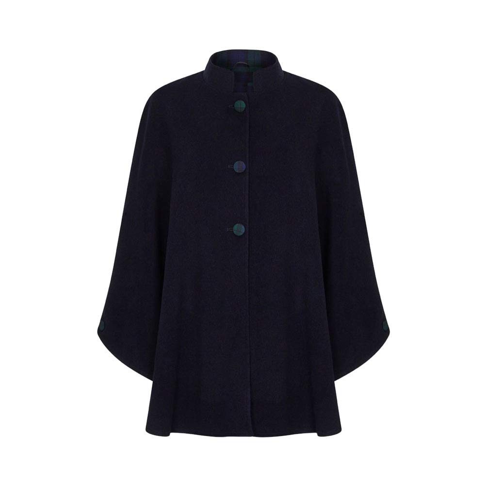 Oxfords Cashmere Tartan Trim Cape (Black Watch Style2)