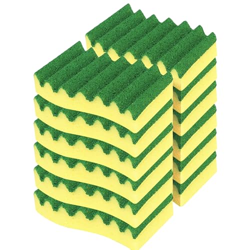 Image of LOLA Heavy Duty Scrub Sponges, 12 Pack, Made in USA, Superior Sponge Lasts up to 4X Longer, Reusable Long Lasting, Next Generation Cleaning