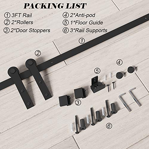 FREDBECK 3FT Mini Cabinet Sliding Barn Door Hardware Kit Single Door -TV Closet(No Cabinet) - Thumbnail 5
