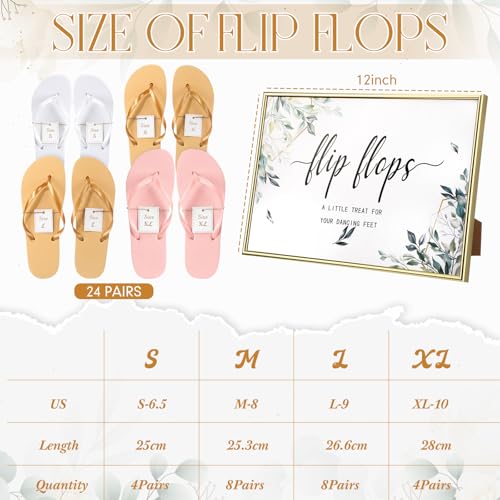 Geyoga 24 Pairs Wedding Flip Flops Bulk for Guest Slippers with Wedding Sign, Bags and Storage Box for Pool Beach Party(White, Gold and Rose Gold) by Geyoga - Image 6