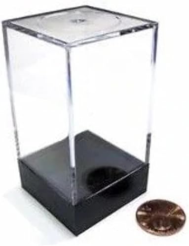 Chessex Caja de presentación de figuras de plástico: Opaco medio alto con tapa negra – 1.5 pulgadas x 1.5 pulgadas x 2.75 pulgadas - Miniaturas DND