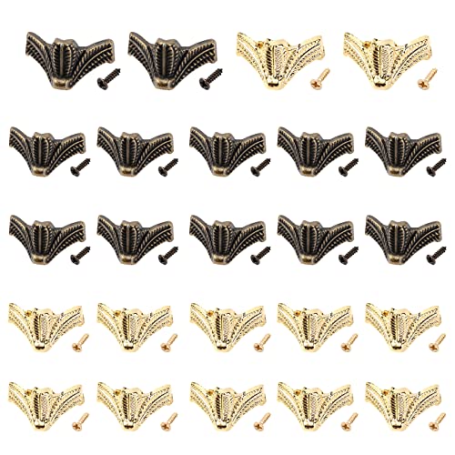 GORGECRAFT 24Pcs Antique Box Legs Zinc Alloy Wood Box Feet Leg Corner Protector Wood Case Jewelry Chest Storage Box Feet Leg Corner Protector with Screws