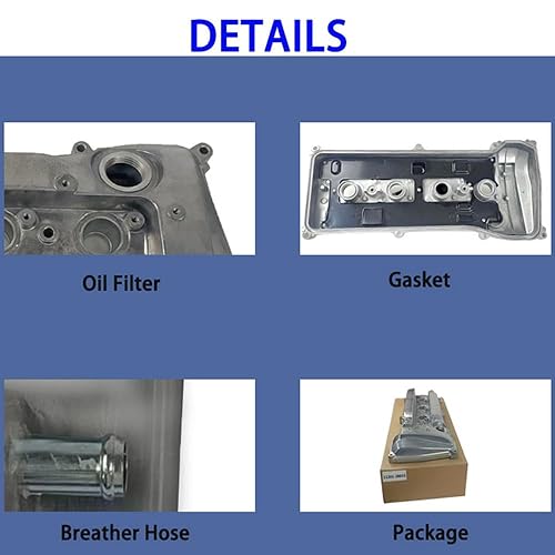 Miniatura 6 de ZONTO Cubierta de válvula de motor de aluminio con kit de junta de tapa de válvula de motor para Toyota Avensis Camry RAV 11201-28033 11201-28014