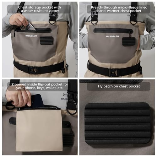 Image of BASSDASH FW08 Men's Breathable Waders Waterproof Fly Fishing Chest Fishing