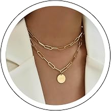 Punk Multilayer Chunky Necklace Choker Gold Paper Clip Chain Hip-hop Statement Coin Pendant Necklace Skirt Sequins Pendant Multilayer Necklace Charm Jewellery for Women