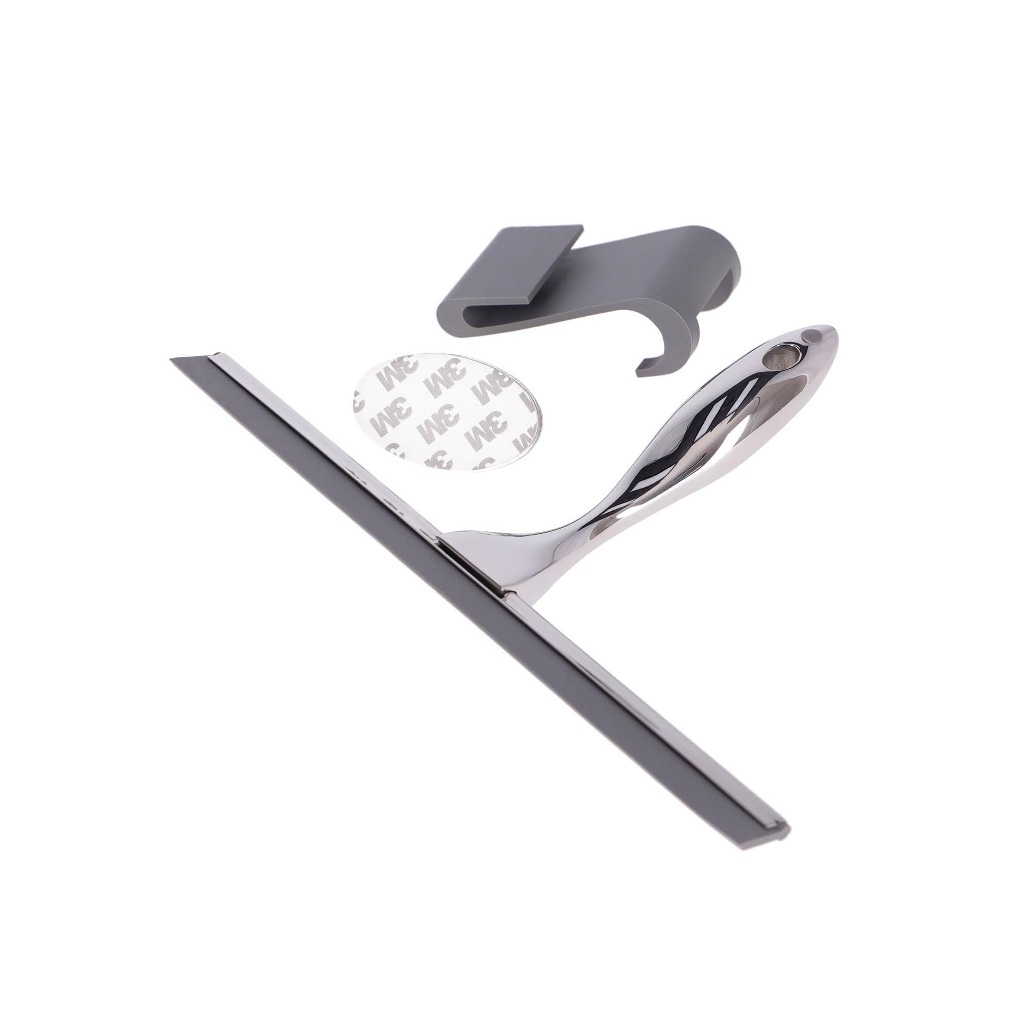 INDA Raclette Chrome 26cm Avec 2 systèmes de Fixation - Aménagement Salle de bain et Rangement