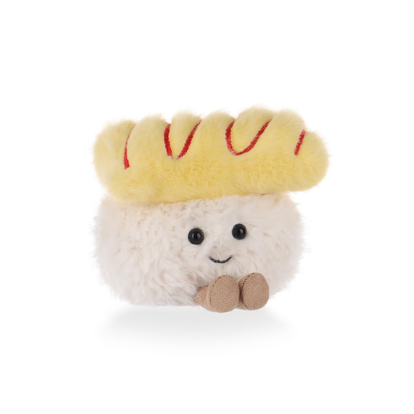 Apricot Lamb Tamago Yaki Sushi Plushies Stuffed Animals for Kids, Soft Cute Plush Toys for Baby Girl and Boy, Fluffy Yellow Food 3.5 Inches
