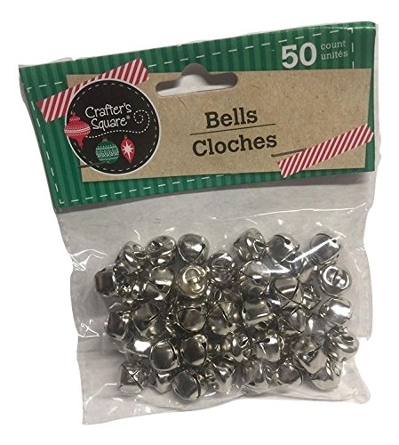 50 Count 12mm Silver Crafter's Square Craft Jingle Bells (Pack of 2)