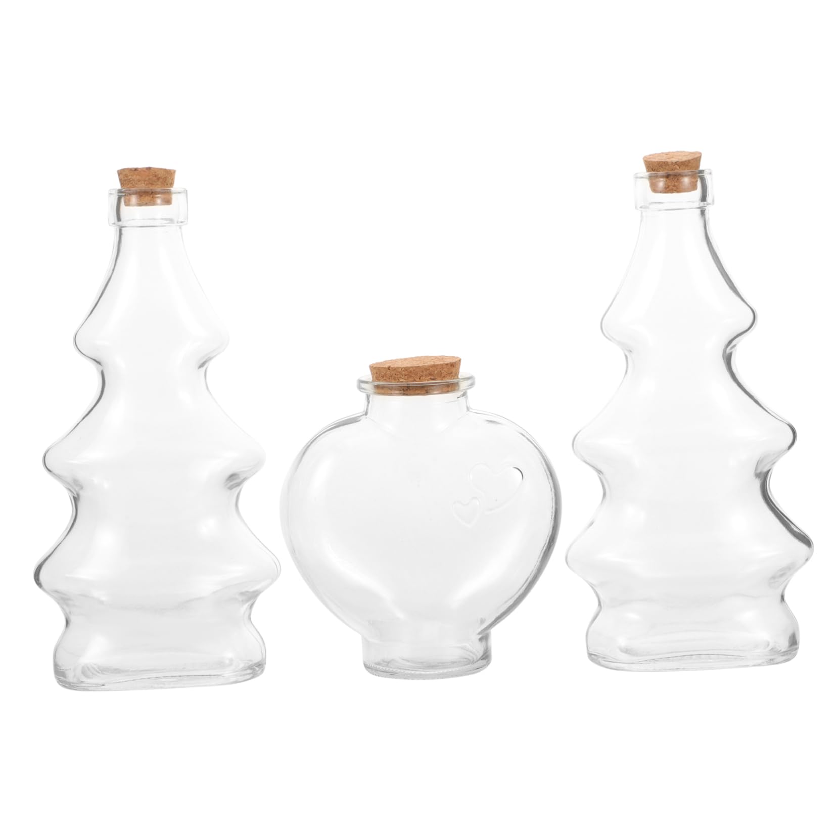 Cabilock Botellas Decorativas Formas de Árbol y Corazón Conjunto de 3 de Vidrio y Multifuncionales Ligeras para Ceremonia de Arena en Bodas para Decoración DIY