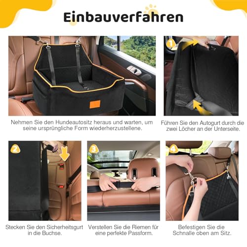 GL GLENSLAVE Hundesitz für große/mittlere Hund, Hundeerhöhungssitz für Hunde unter 25kg oder 2 kleine Hunde, abnehmbar und waschbar Hundesitz mit dicken Kissen und Aufbewahrungstaschen(schwarz)