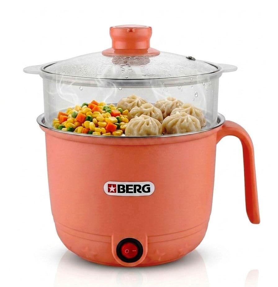 Berg Multipurpose Electric Kettle HOT POT 1.5L |Boil, Steam, Fry, Saute|Multi Cooker kettle for Water,Milk,Egg, Tea,Soup,Coffee, Babyfood, Hostel,Travelling,600W-image-2