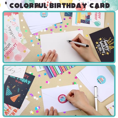 Image of Harloon 200 Pack Happy Birthday Card Assorted Bulk with Blank Envelopes and Stickers 4 x 6 Inches Greeting Blank Happy Birthday Cards for Men Women Adults Kids, 20 Styles(Colorful Style)