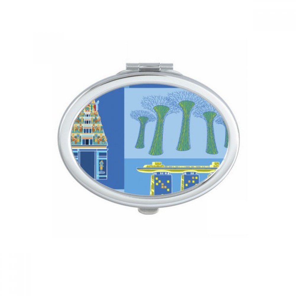 Miroir compact ovale Singapour pagode pour ajuster son rouge à lèvres en voyage