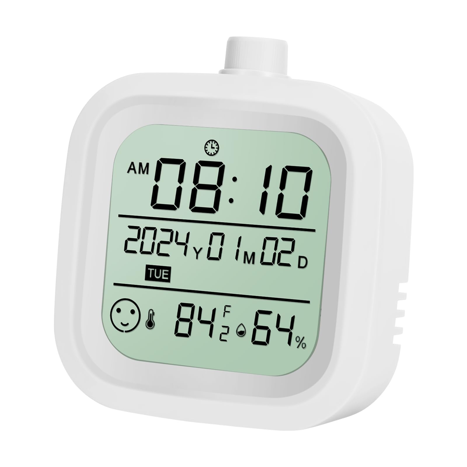 VLEJEARI Digital Alarm Clock Battery Travel Clock Calendar Desk Clock Shower Room Wall Clock with Thermometer Hygrometer White