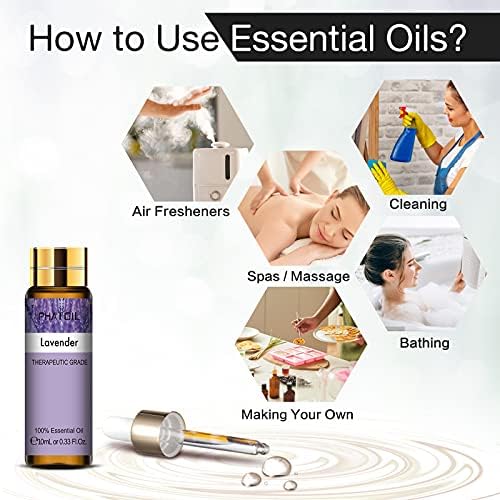 PHATOIL Essential Oils Gift Set 9 x 10ml, Pure Therapeutic Grade Aromatherapy Oils - Lavender, Eucalyptus, Ylang Ylang, Vanilla, Peppermint, Sandalwood, Lemongrass, Bergamot, Citronella