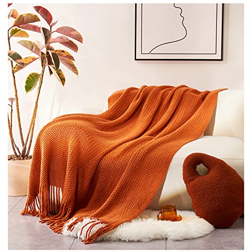 LumiSyne Knitted Throw Blanket With Tassel Breathable Cellular Blanket Nordic Style Soft Cozy Couch Cover Decorative Blanket For Sofa Bed Settee Armchair - Image 2