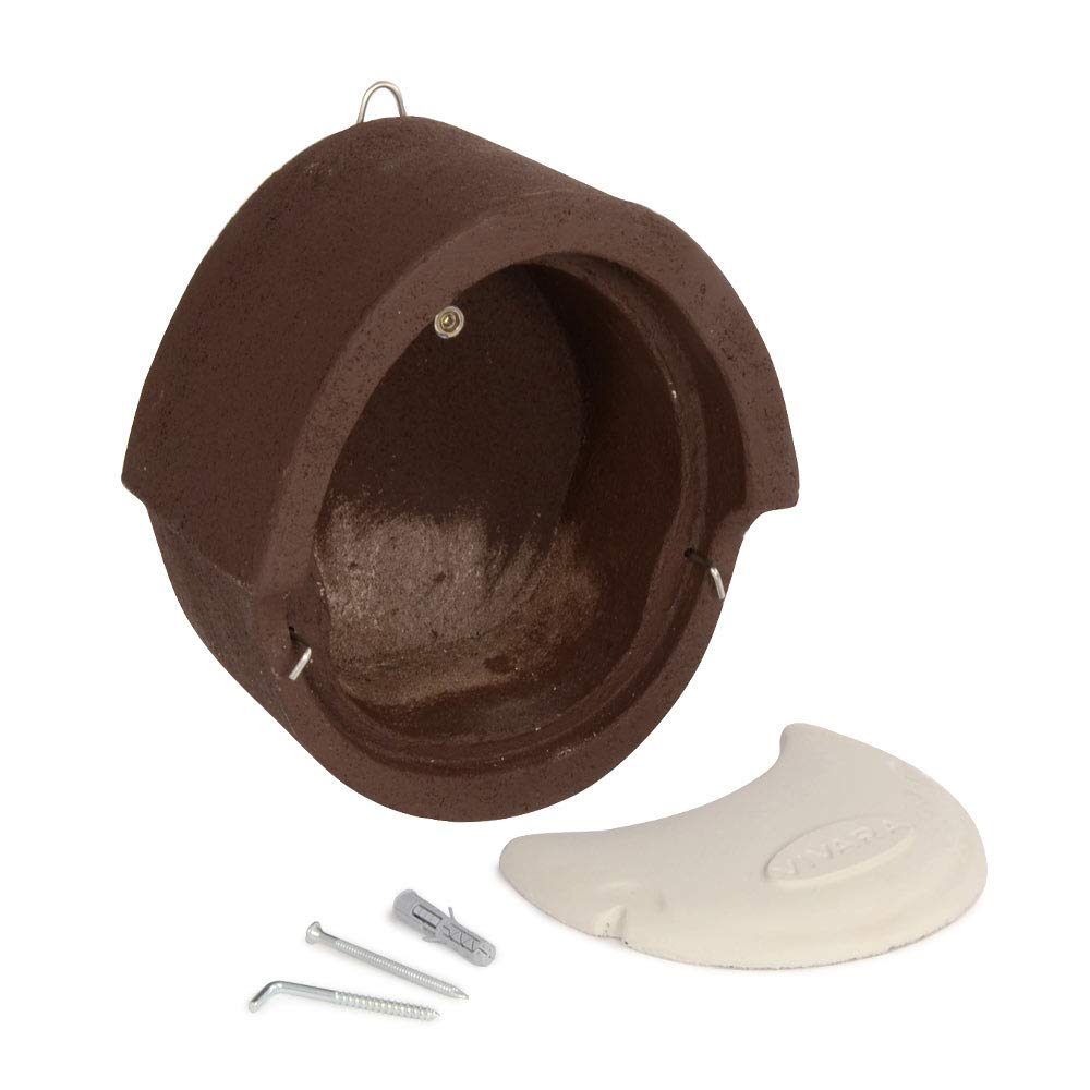 CJ Wildlife Nistkasten – Vogelnistkasten für draußen wetterfest – Holzbeton Woodstone Braun – für Rotkehlchen Zaunkönige – langlebig, isoliert, atmungsaktiv