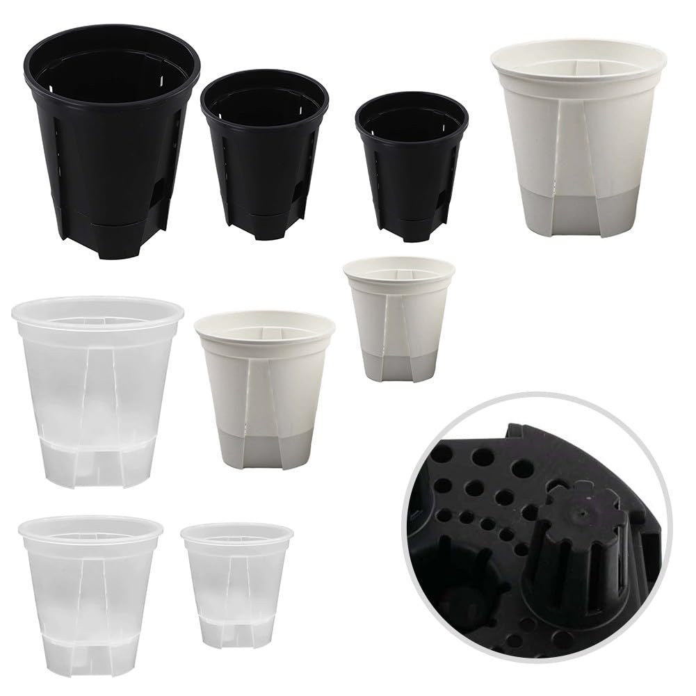 Confezione da 15 vasi autoirriganti con serbatoi profondi, 3 misure, per vasi in plastica, per interni ed esterni, erbe, piante grasse, orchidee