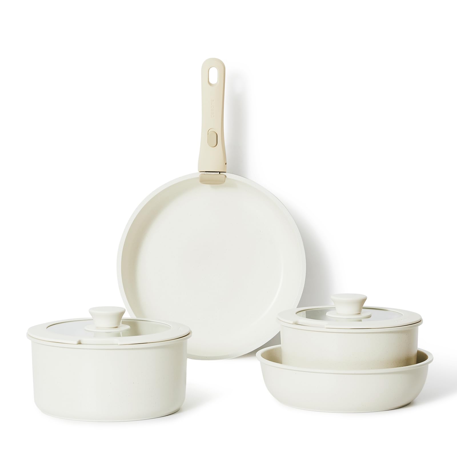 CAROTE 7pcs Pots and Pans Set, Nonstick Cookware Set Detachable Handle