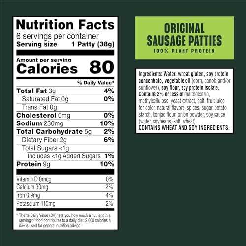 Morningstar Farms IFMSSP6PK Sausage Patties, Vegan Plant Based Protein thumb #5