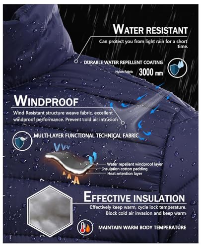 Image of SPOSULEI Men Puffer Jacket Packable Lightweight Winter Jackets Coats Outdoor Waterproof Insulated Jackets