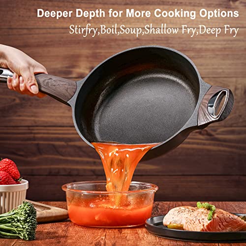 Sensarte 12 Inch Nonstick Deep Frying Pan,5 Qt Non Stick Saute Pan With Lid,Large Skillet Pan,Nonstick Jumbo Cooker,Cooking Pan Chefs Pan Cookware For All Stove Tops,Induction Compatible,Pfoa Free #TOP6