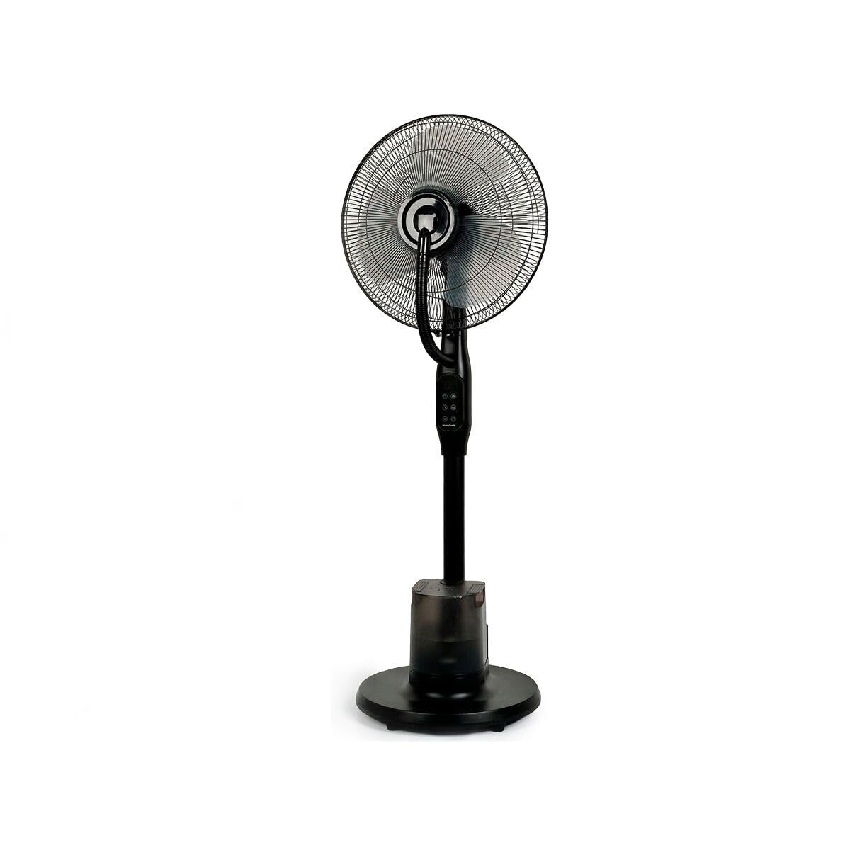InnovaGoods - Ventilador de pie con nebulizador de 3 intensidades, mando a distancia, panel táctil, 3 velocidades, 3 modos, oscilante 80º, temporizador, ruedas, motor de cobre, silenciador, 90 W