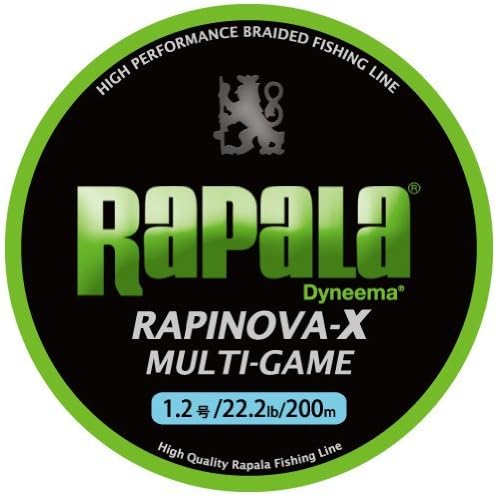 Rapala RLX200M PE Line, Rapinova X, Multi-Game, 656.2 ft (200 m), 4 Braided Strands, Lime Green