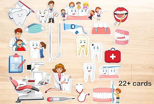 Image of Dentist Theme Photo Booth Props | 20+ Piece Dental Care Set for Kids Photoshoot | Toothbrush, Teeth & Dental Tool Props - Premium Cardstock
