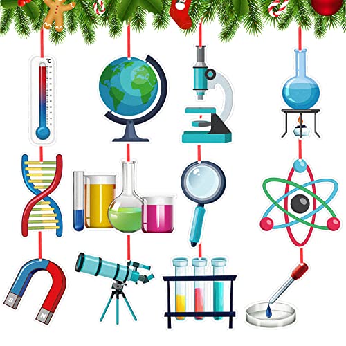 12-Pieces-Christmas-Science-Hanging-Decoration-Wood-Science-Beaker-Ornament-for-Xmas-Tree-Party-Holiday-Season-DecorLaboratory-Equipment